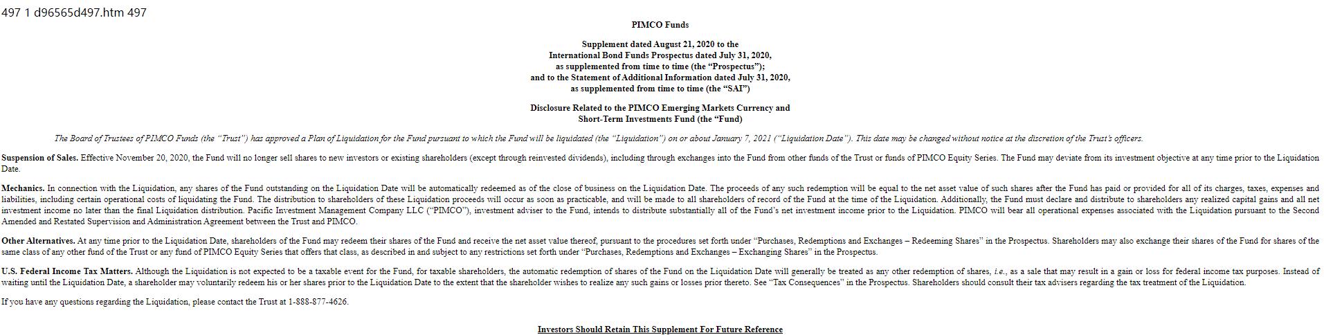 多次押注失败后 PIMCO拟清盘旗下一只新兴市场货币基金（piok货币资讯）